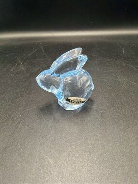 Vintage Oneida Blue Crystal Glass Rabbit Figurine, Hand Crafted In South Korea